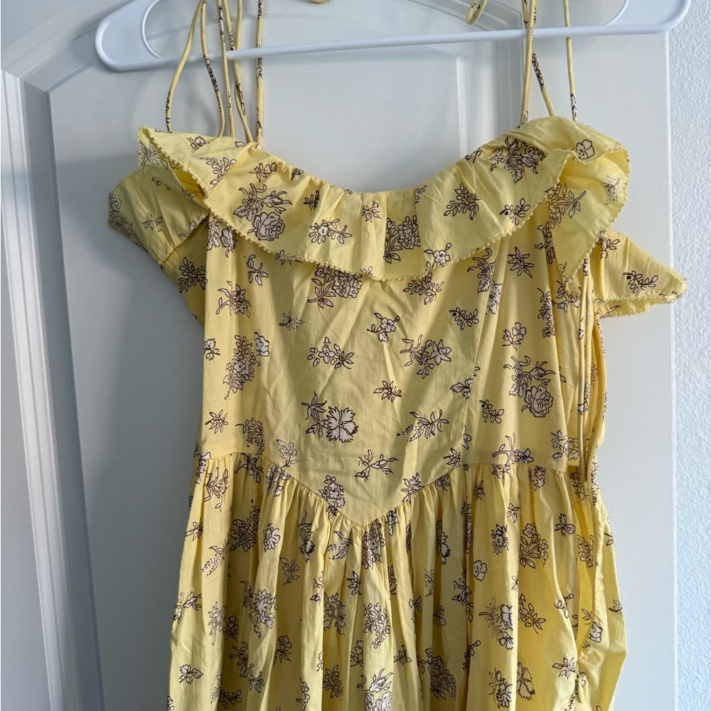 DÔEN Yellow Floral Ruffle Dress